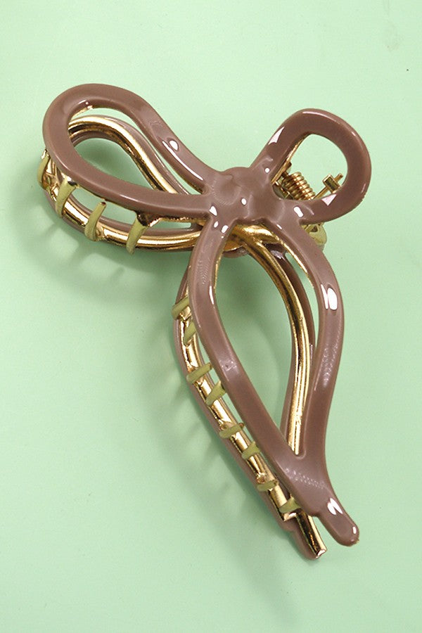Jumbo Gold Casting Bow Hair Clip | Multiple Colours