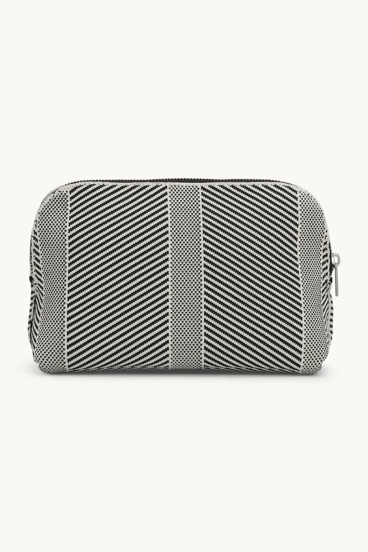 Knitted Makeup Bag in Milk Creme/Black