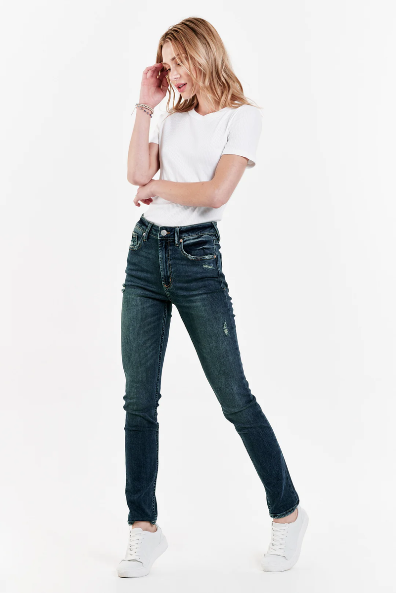 Stella Super High Rise Slim Straight Jeans in Bastille