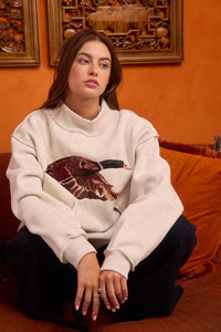 Mallard Embroidered Mock Neck