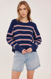 Echo Pullover Sweater | Navy Stripe