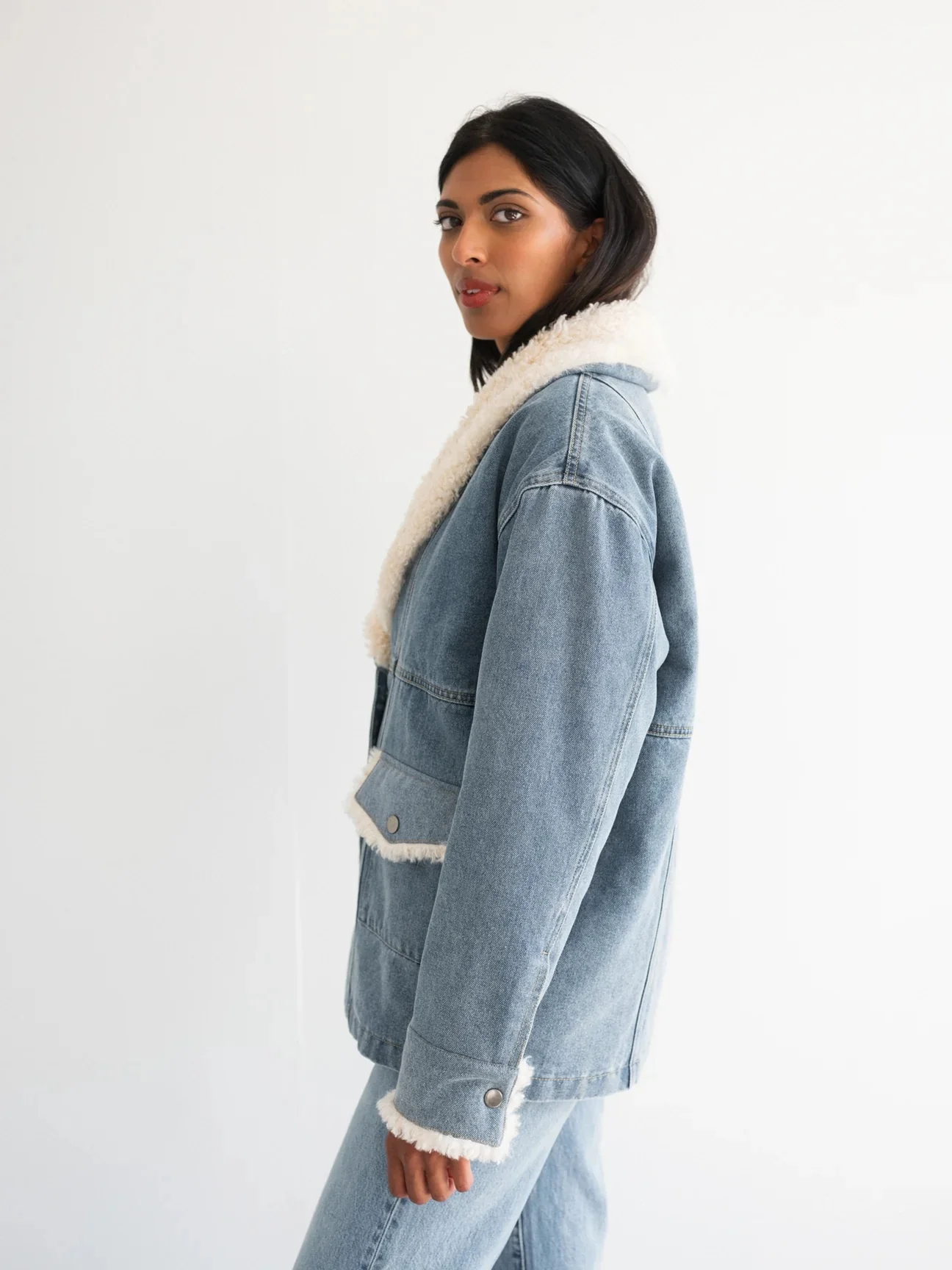 Sherpa Denim Jacket - Vintage Denim