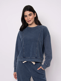 Kacey Denim Look French Terry Pullover