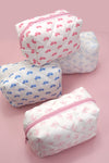 Quilted Bow Cosmetic Pouch Bag | Multiple Colours