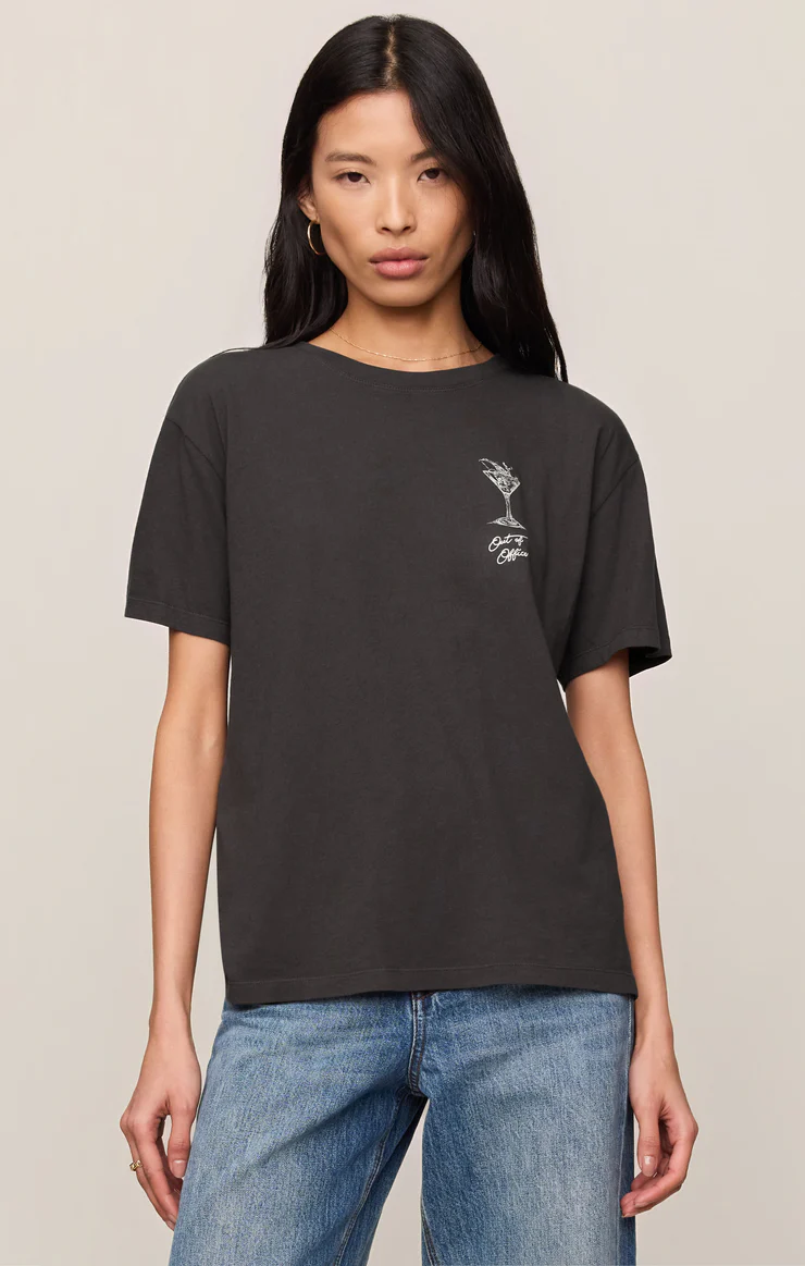 Martini Graphic Boyfriend Tee | Ash Black