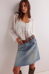 Suzy Denim Midi Skirt in Sun Stoned Blue