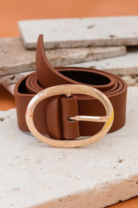 Oval Buckle Vegan Leather Belt