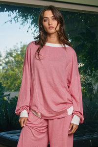 Reversible Twist Front Striped Knit Top