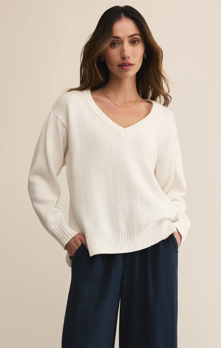 All Around V-neck Sweater | White