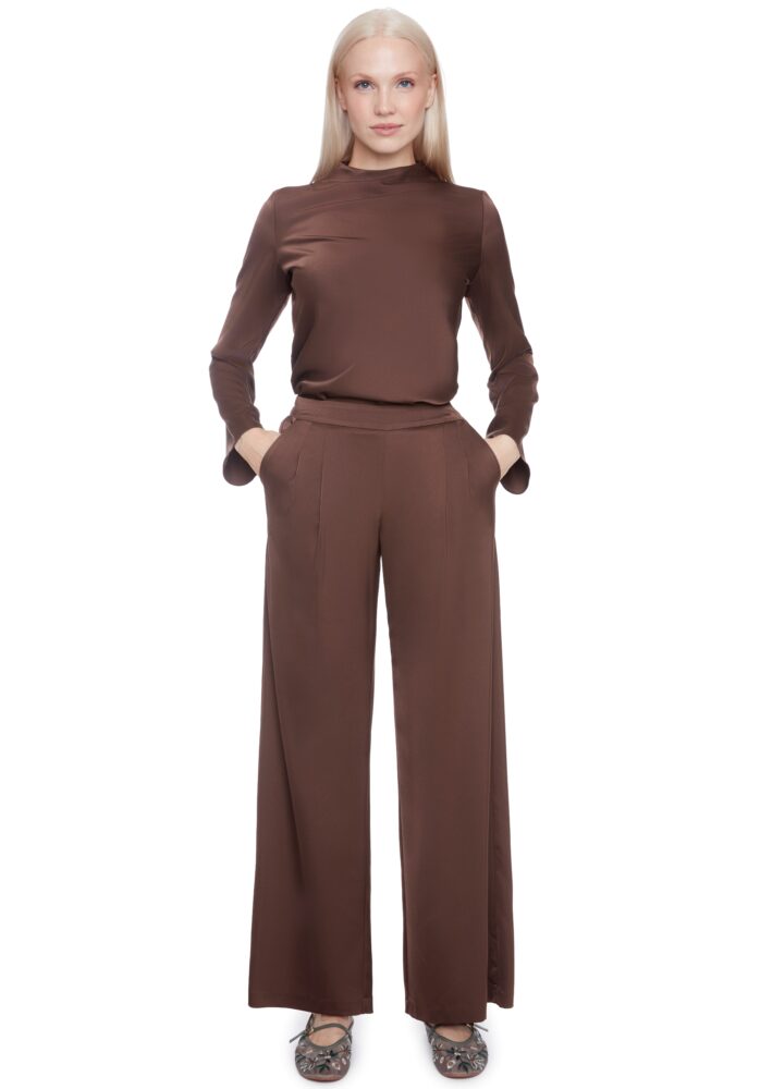 Fiona Solid Satin Wide Leg Pant