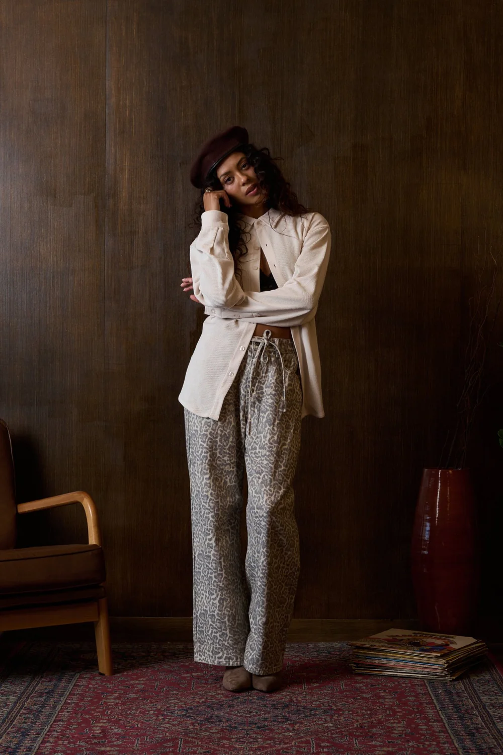 Shelly Leopard Wide Leg Jean