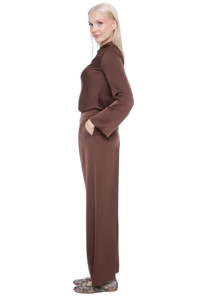 Fiona Solid Satin Wide Leg Pant