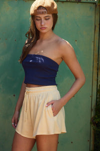 Drawstring Striped Shorts | Butter Yellow