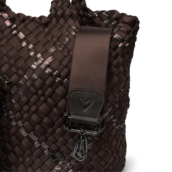 London Large Woven Bag In Espresso| Bronze