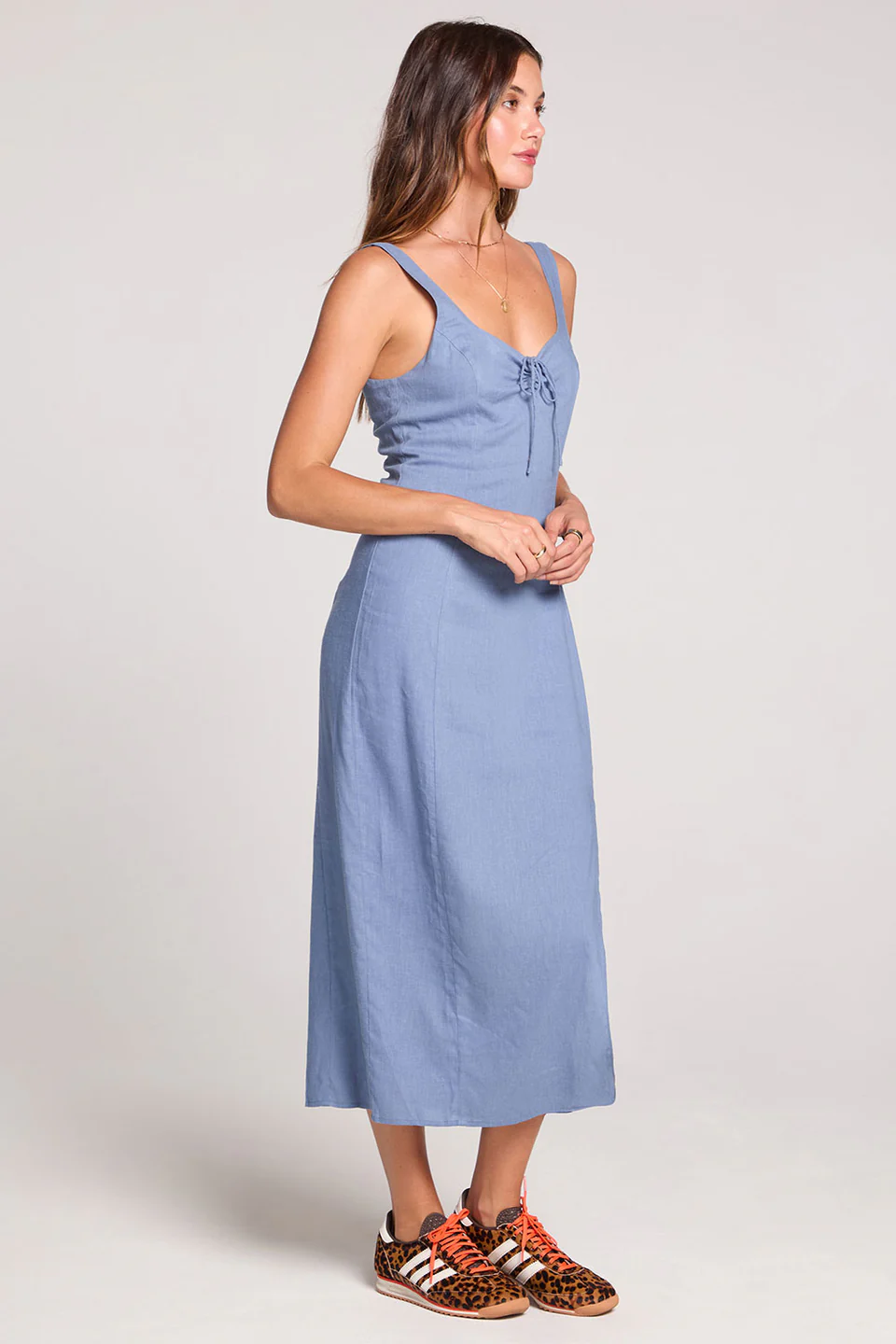 Woven Worn Blue Tank Midi