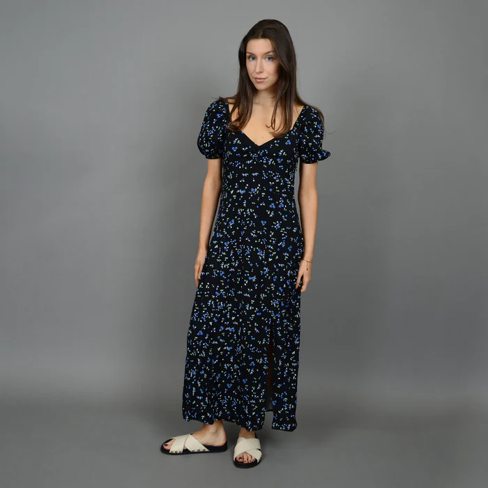 Dania Printed Crepe Dress in Black Floral