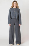 Knit Cardigan + Wide Leg Pant Set | Charcoal