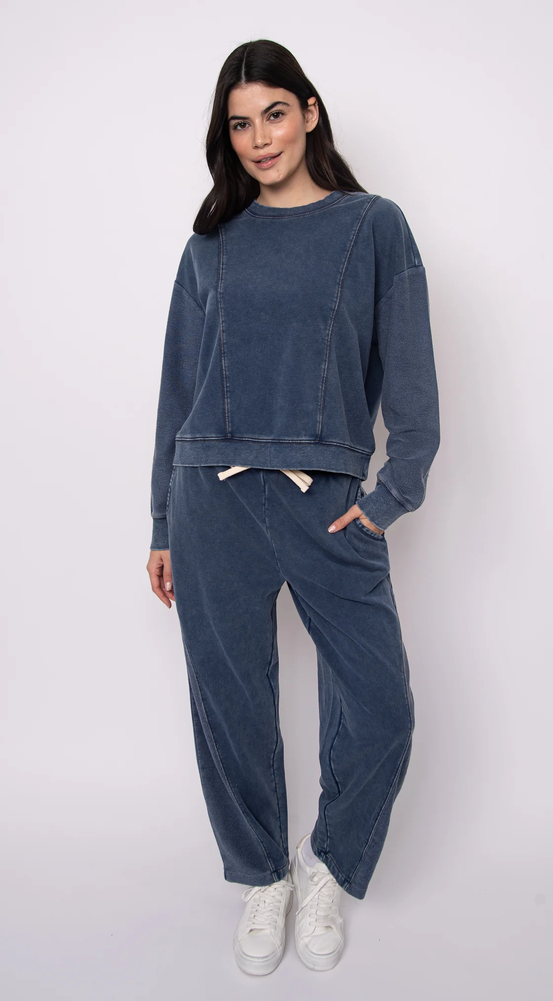 Kacey Denim Look French Terry Pullover