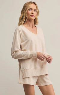 Modern V-Neck Weekender in Light Oatmeal