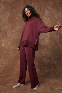 Kaitlyn Mock Neck Top in Wine