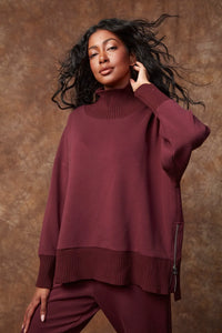 Kaitlyn Mock Neck Top in Wine