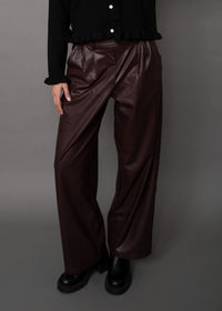 Philona Stretch Vegan Leather Pant in Brunette