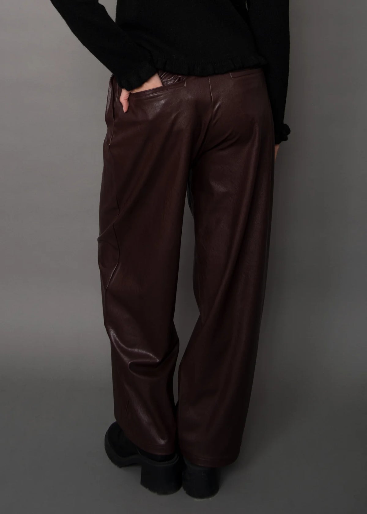 Philona Stretch Vegan Leather Pant in Brunette