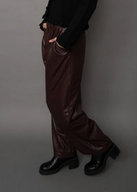 Philona Stretch Vegan Leather Pant in Brunette