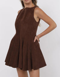 Far West Faux Suede Fit + Flare Dress