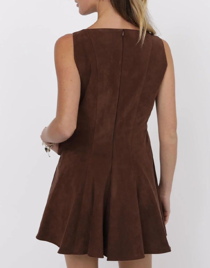 Far West Faux Suede Fit + Flare Dress