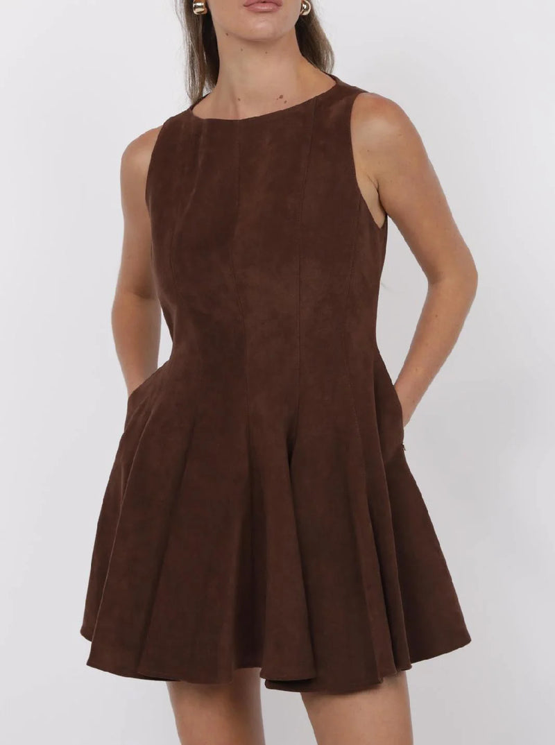 Far West Faux Suede Fit + Flare Dress