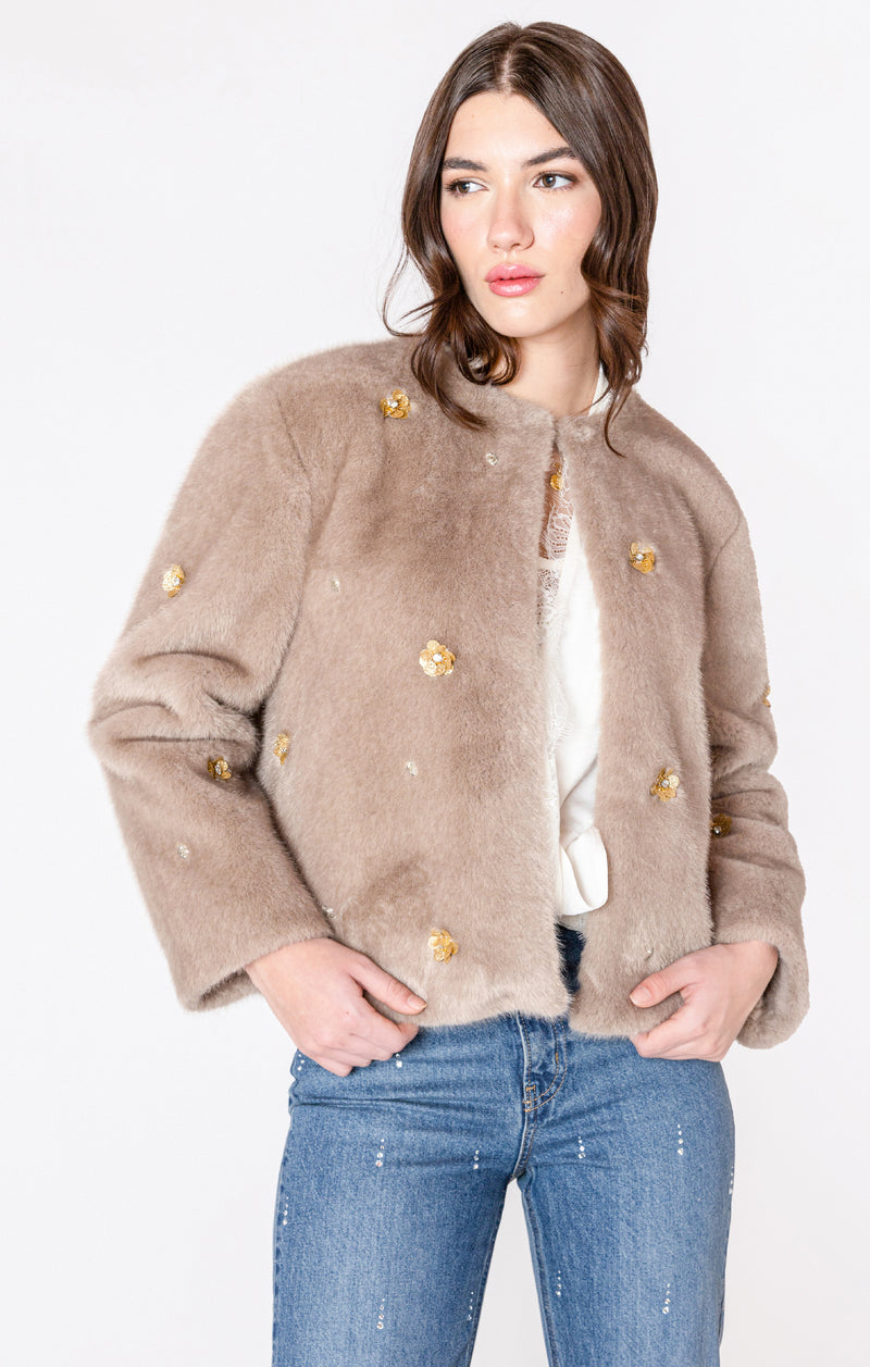 Faux Fur Embellished Jacket