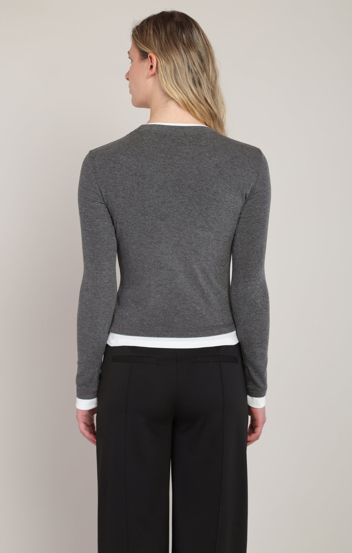 Sonia Layered Top in Grey/White