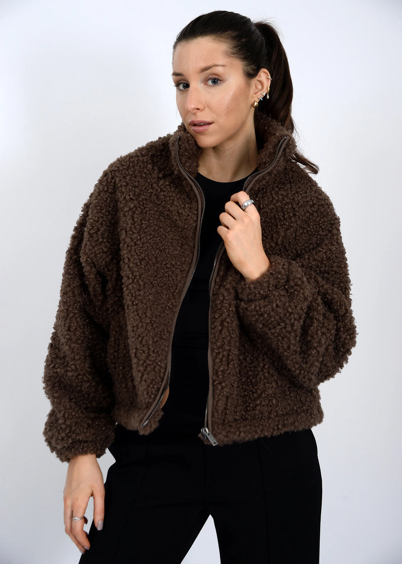 Janna Sherpa Jacket in Chocolate