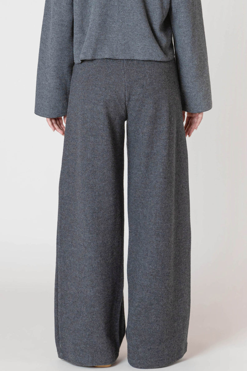 Knit Cardigan + Wide Leg Pant Set | Charcoal