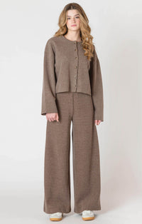 Knit Cardigan + Wide Leg Pant Set | Mocha