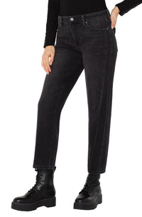 Liv Relaxed Non-Skinny Skinny with Seam Details | Washed Black