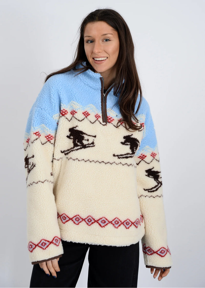 Alpine Sherpa 1/2 Zip in Ski Print