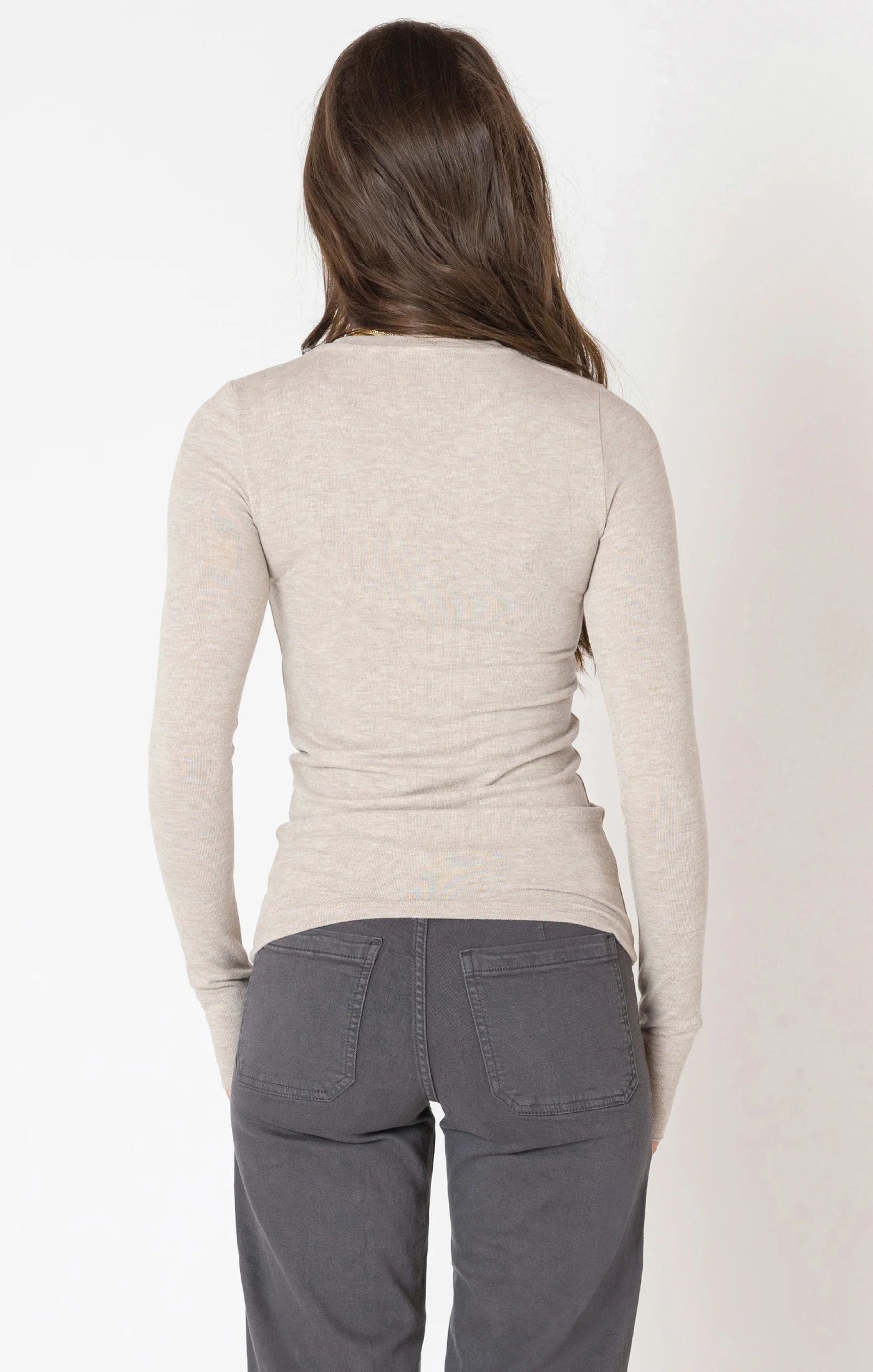 Brushed Crewneck Tee in Light Heather Taupe