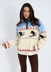Alpine Sherpa 1/2 Zip in Ski Print