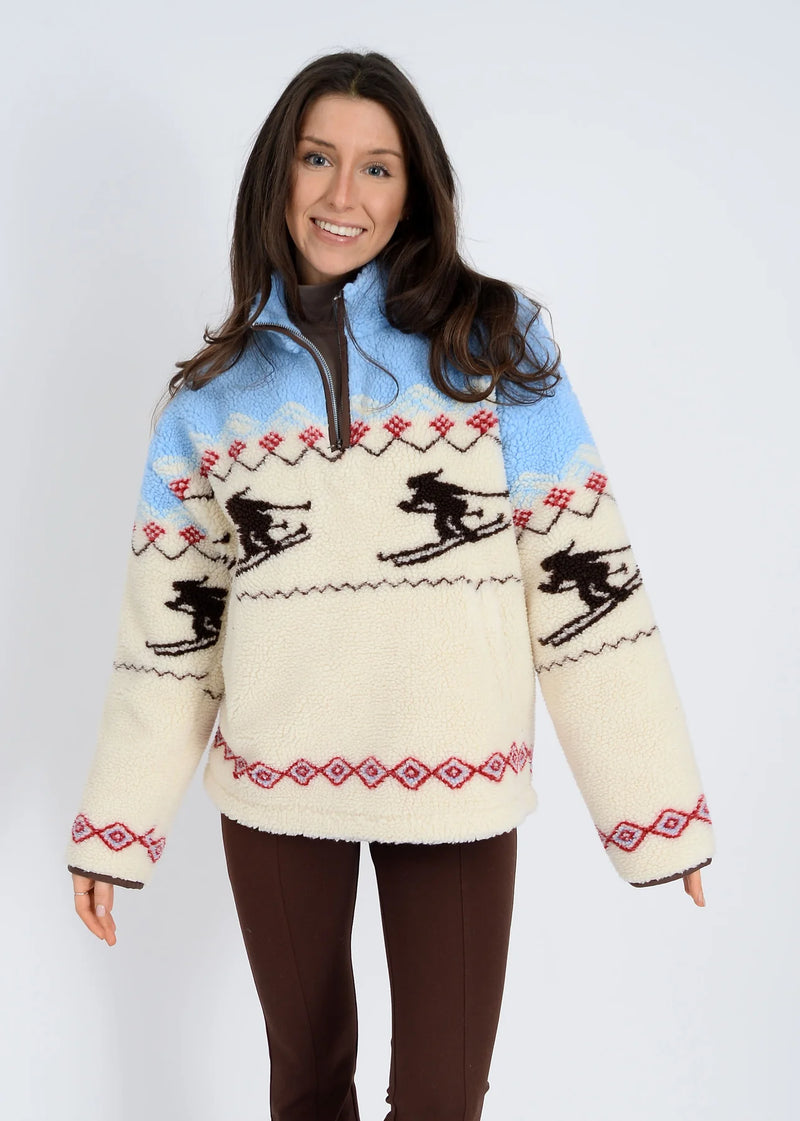 Alpine Sherpa 1/2 Zip in Ski Print