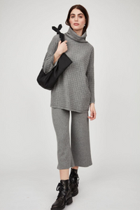 Waffle Knit Sweater in Grey