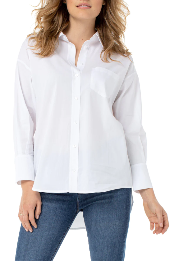 Oversized Classic Button Down Shirt In White