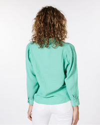 V-Neck Waffle Blouse In Jade