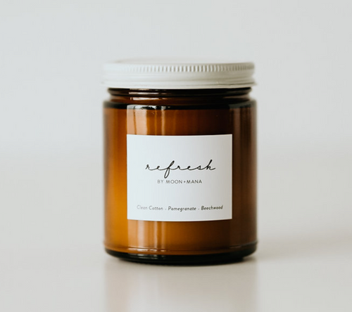 Refresh Candle | Clean Cotton, Pomegranate + Beechwood | 9oz