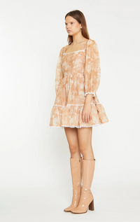 The Amber Dress In Tan/White Floral