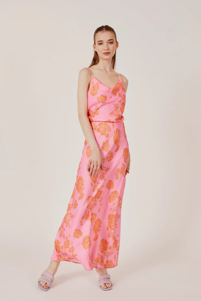 The Amalthea Dress in Pink Orange