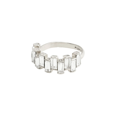 LEARN recycled crystal rings 2-in-1 set Silver-plated