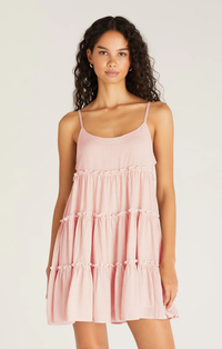 Carina Gingham Mini Dress In Seashell Pink