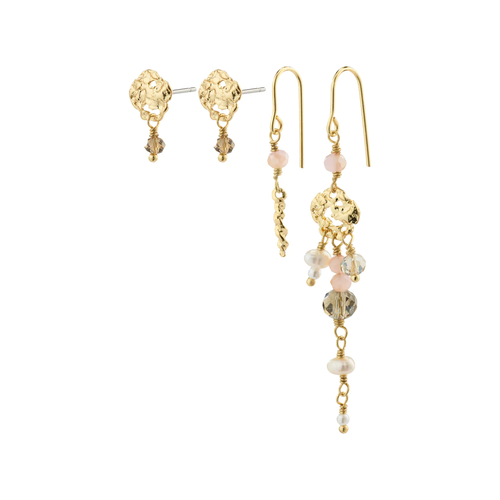 SMILE earrings 2-in-1 set gold-plated